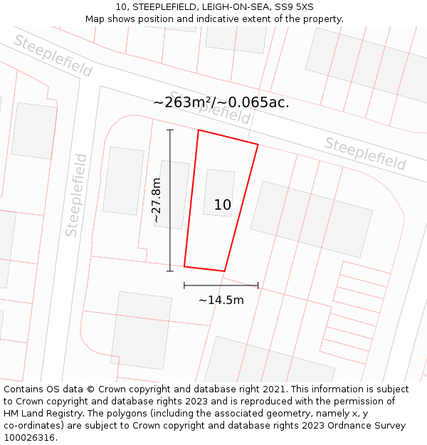 10, STEEPLEFIELD, LEIGH-ON-SEA, SS9 5XS: Plot and title map