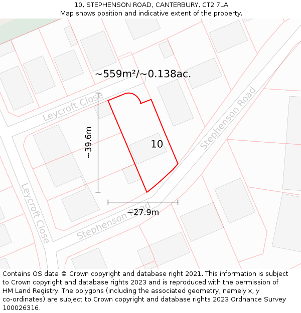 10, STEPHENSON ROAD, CANTERBURY, CT2 7LA: Plot and title map