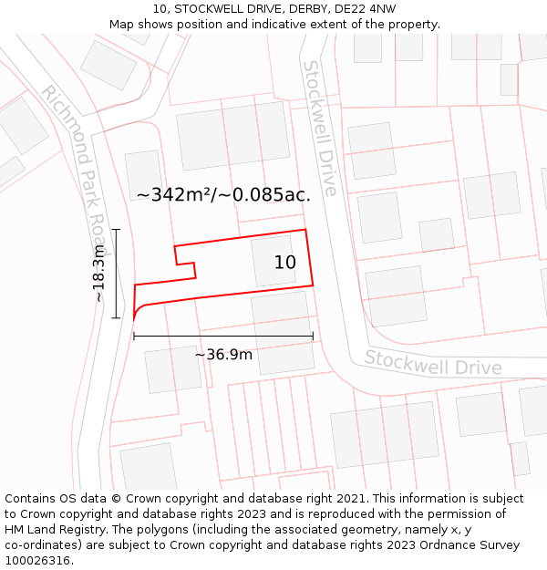 10, STOCKWELL DRIVE, DERBY, DE22 4NW: Plot and title map