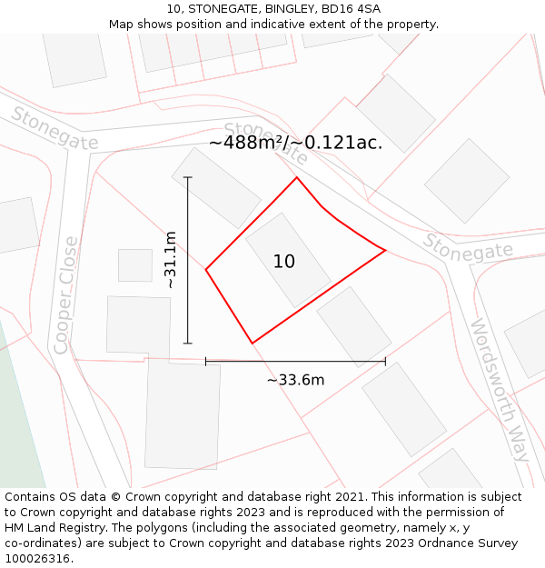 10, STONEGATE, BINGLEY, BD16 4SA: Plot and title map