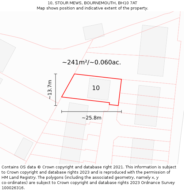 10, STOUR MEWS, BOURNEMOUTH, BH10 7AT: Plot and title map