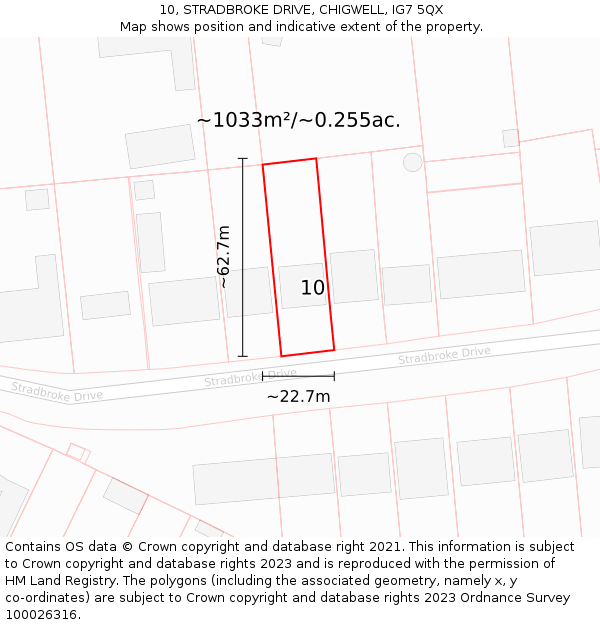10, STRADBROKE DRIVE, CHIGWELL, IG7 5QX: Plot and title map