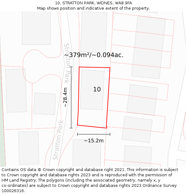 10, STRATTON PARK, WIDNES, WA8 9FA: Plot and title map