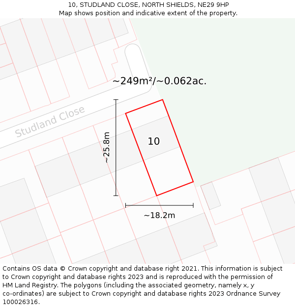 10, STUDLAND CLOSE, NORTH SHIELDS, NE29 9HP: Plot and title map