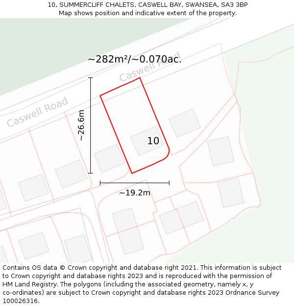 10, SUMMERCLIFF CHALETS, CASWELL BAY, SWANSEA, SA3 3BP: Plot and title map