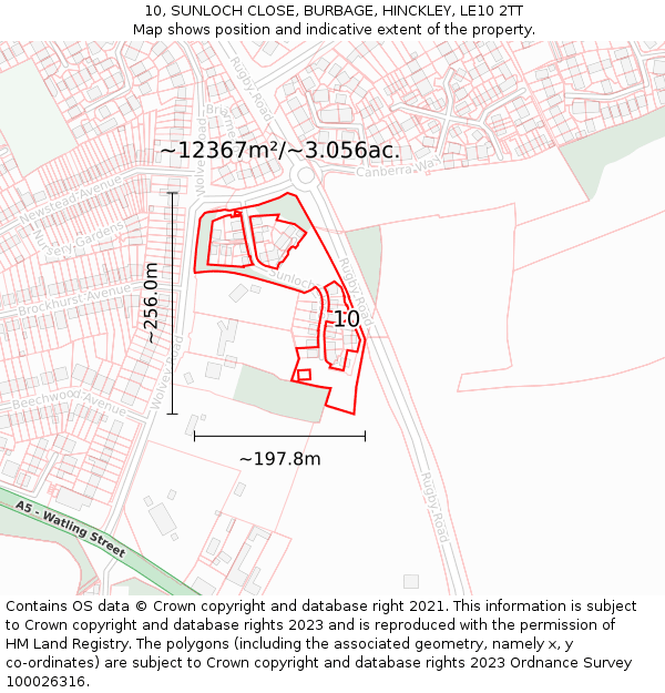 10, SUNLOCH CLOSE, BURBAGE, HINCKLEY, LE10 2TT: Plot and title map