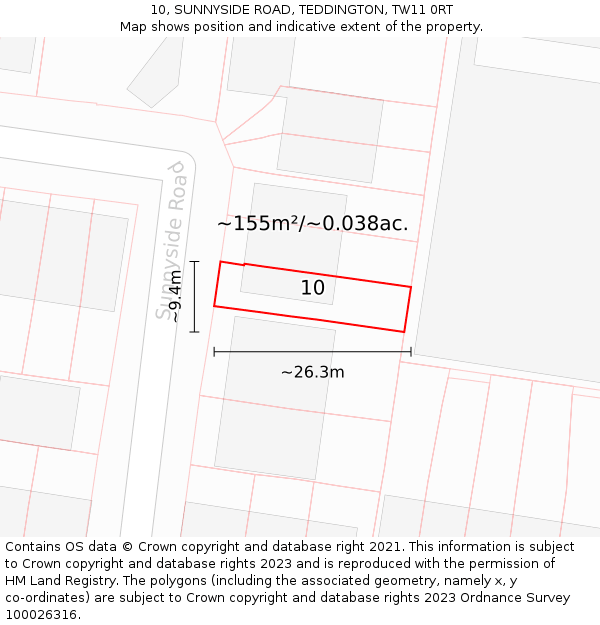 10, SUNNYSIDE ROAD, TEDDINGTON, TW11 0RT: Plot and title map