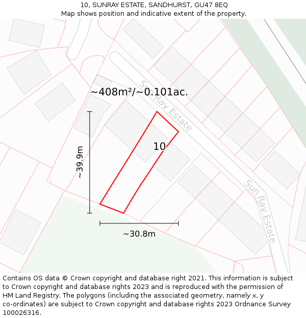 10, SUNRAY ESTATE, SANDHURST, GU47 8EQ: Plot and title map