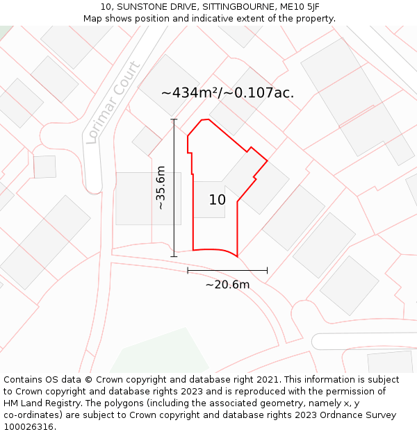 10, SUNSTONE DRIVE, SITTINGBOURNE, ME10 5JF: Plot and title map