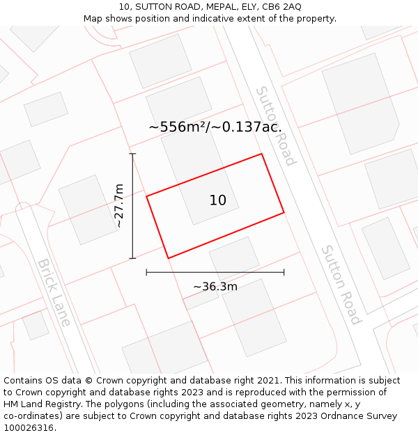 10, SUTTON ROAD, MEPAL, ELY, CB6 2AQ: Plot and title map