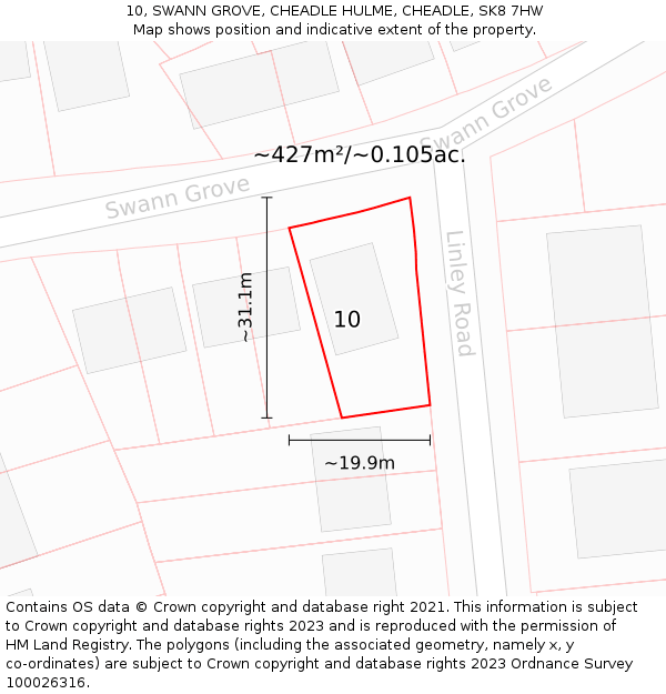 10, SWANN GROVE, CHEADLE HULME, CHEADLE, SK8 7HW: Plot and title map