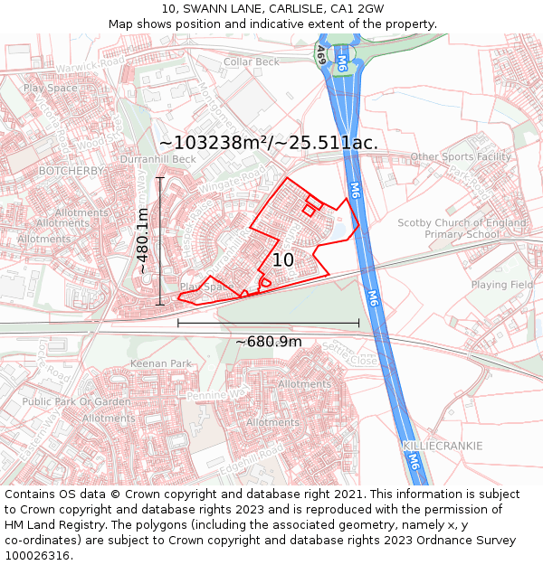 10, SWANN LANE, CARLISLE, CA1 2GW: Plot and title map