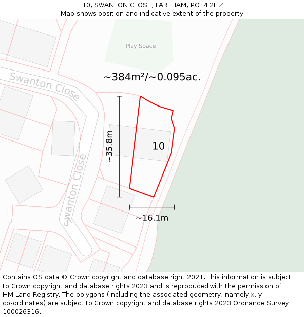 10, SWANTON CLOSE, FAREHAM, PO14 2HZ: Plot and title map