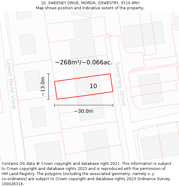 10, SWEENEY DRIVE, MORDA, OSWESTRY, SY10 9RH: Plot and title map