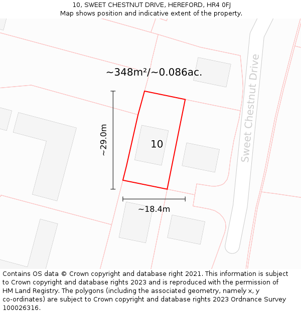 10, SWEET CHESTNUT DRIVE, HEREFORD, HR4 0FJ: Plot and title map