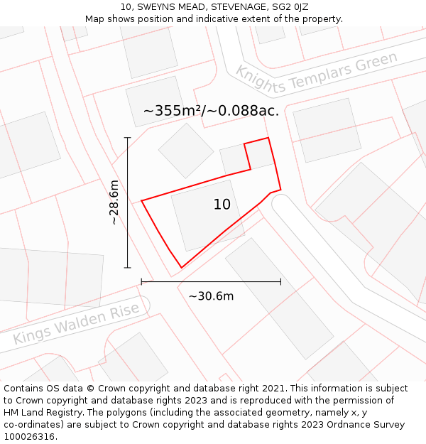 10, SWEYNS MEAD, STEVENAGE, SG2 0JZ: Plot and title map