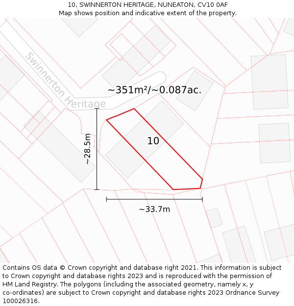 10, SWINNERTON HERITAGE, NUNEATON, CV10 0AF: Plot and title map