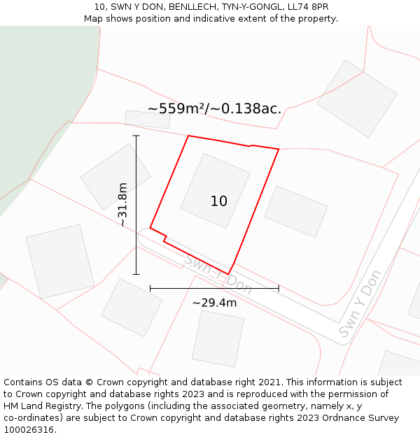 10, SWN Y DON, BENLLECH, TYN-Y-GONGL, LL74 8PR: Plot and title map