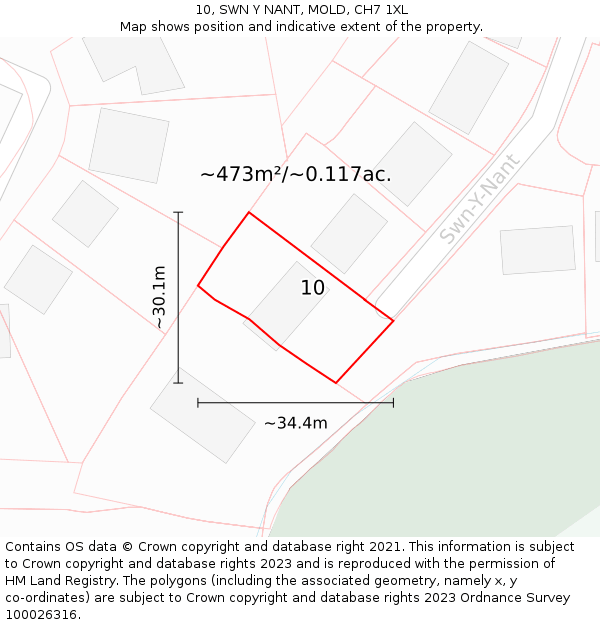 10, SWN Y NANT, MOLD, CH7 1XL: Plot and title map