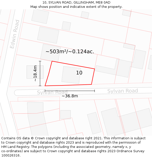 10, SYLVAN ROAD, GILLINGHAM, ME8 0AD: Plot and title map