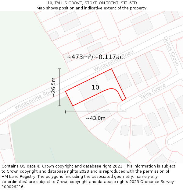 10, TALLIS GROVE, STOKE-ON-TRENT, ST1 6TD: Plot and title map