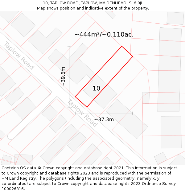 10, TAPLOW ROAD, TAPLOW, MAIDENHEAD, SL6 0JL: Plot and title map