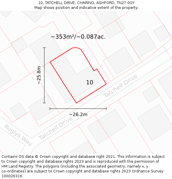 10, TATCHELL DRIVE, CHARING, ASHFORD, TN27 0GY: Plot and title map