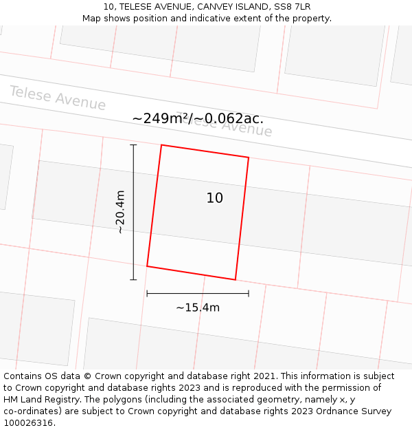 10, TELESE AVENUE, CANVEY ISLAND, SS8 7LR: Plot and title map