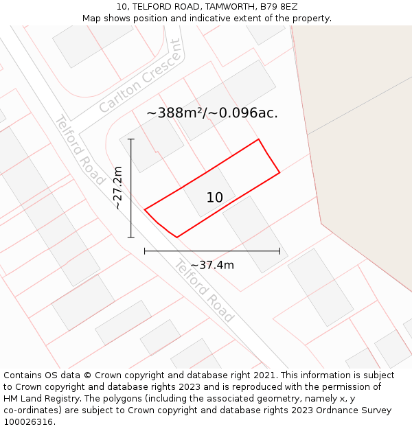 10, TELFORD ROAD, TAMWORTH, B79 8EZ: Plot and title map