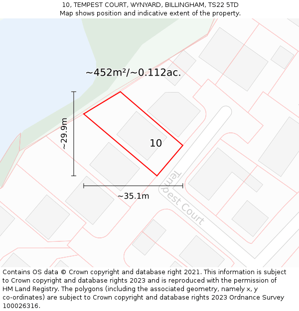 10, TEMPEST COURT, WYNYARD, BILLINGHAM, TS22 5TD: Plot and title map
