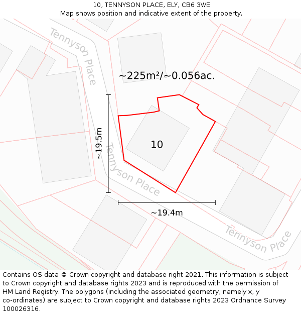 10, TENNYSON PLACE, ELY, CB6 3WE: Plot and title map