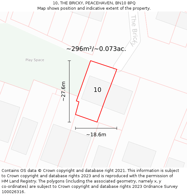 10, THE BRICKY, PEACEHAVEN, BN10 8PQ: Plot and title map