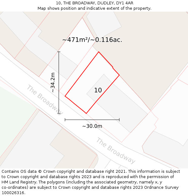 10, THE BROADWAY, DUDLEY, DY1 4AR: Plot and title map