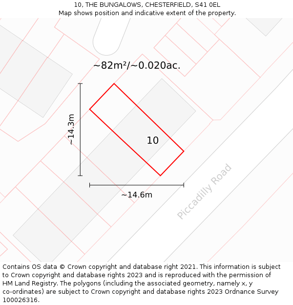 10, THE BUNGALOWS, CHESTERFIELD, S41 0EL: Plot and title map