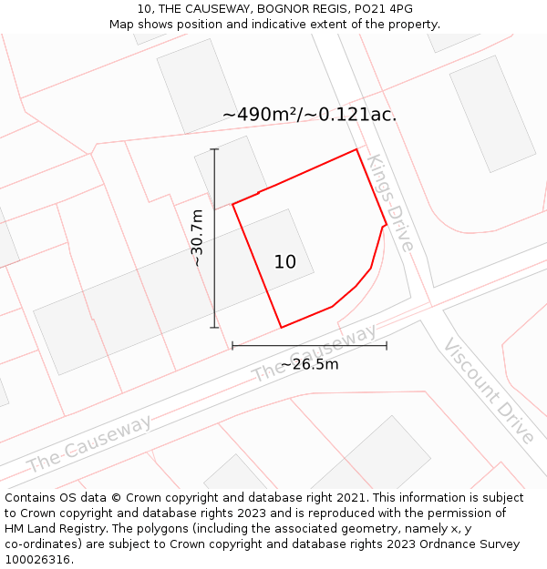 10, THE CAUSEWAY, BOGNOR REGIS, PO21 4PG: Plot and title map