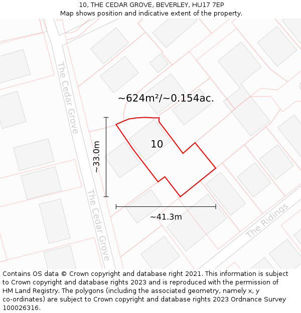 10, THE CEDAR GROVE, BEVERLEY, HU17 7EP: Plot and title map