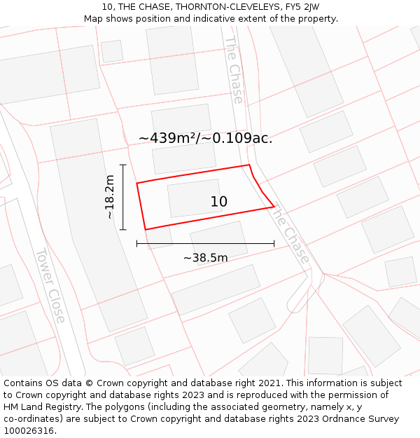 10, THE CHASE, THORNTON-CLEVELEYS, FY5 2JW: Plot and title map