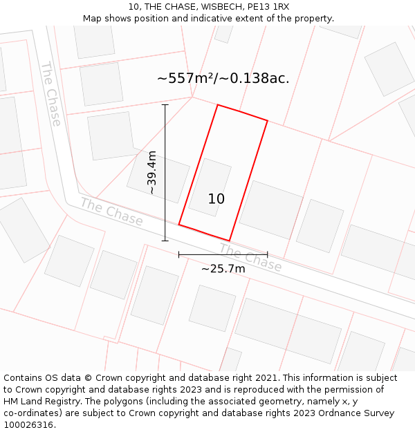 10, THE CHASE, WISBECH, PE13 1RX: Plot and title map