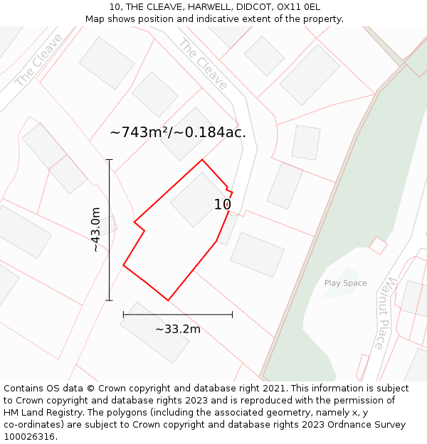 10, THE CLEAVE, HARWELL, DIDCOT, OX11 0EL: Plot and title map