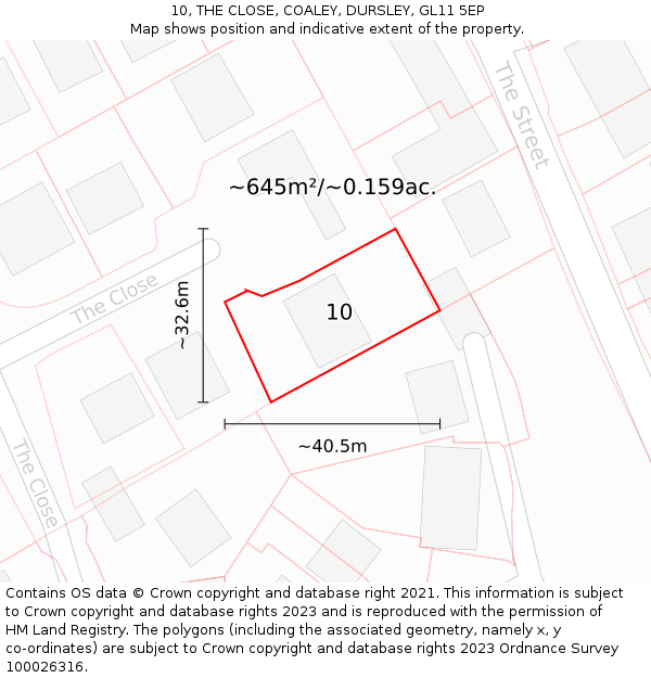 10, THE CLOSE, COALEY, DURSLEY, GL11 5EP: Plot and title map