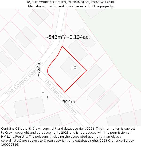 10, THE COPPER BEECHES, DUNNINGTON, YORK, YO19 5PU: Plot and title map