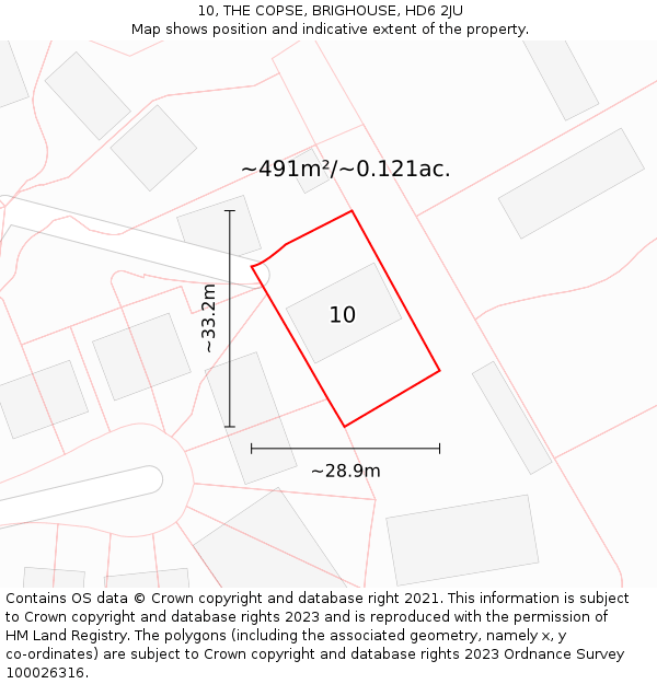 10, THE COPSE, BRIGHOUSE, HD6 2JU: Plot and title map