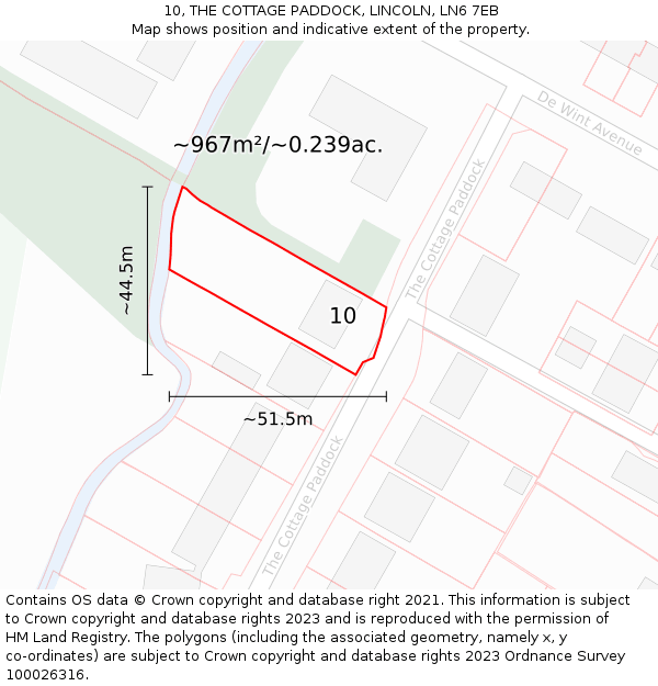 10, THE COTTAGE PADDOCK, LINCOLN, LN6 7EB: Plot and title map