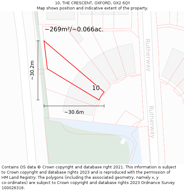 10, THE CRESCENT, OXFORD, OX2 6QY: Plot and title map