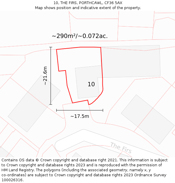 10, THE FIRS, PORTHCAWL, CF36 5AX: Plot and title map