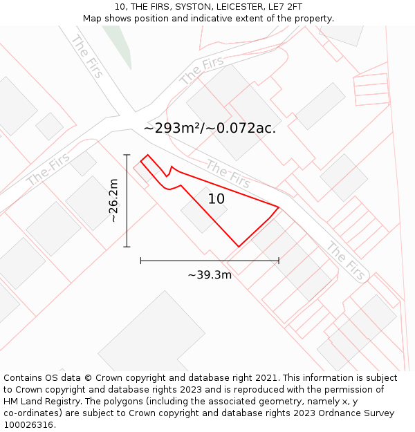 10, THE FIRS, SYSTON, LEICESTER, LE7 2FT: Plot and title map