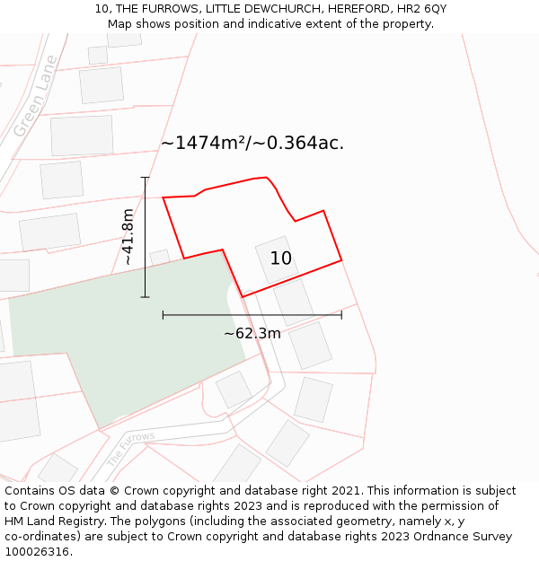 10, THE FURROWS, LITTLE DEWCHURCH, HEREFORD, HR2 6QY: Plot and title map