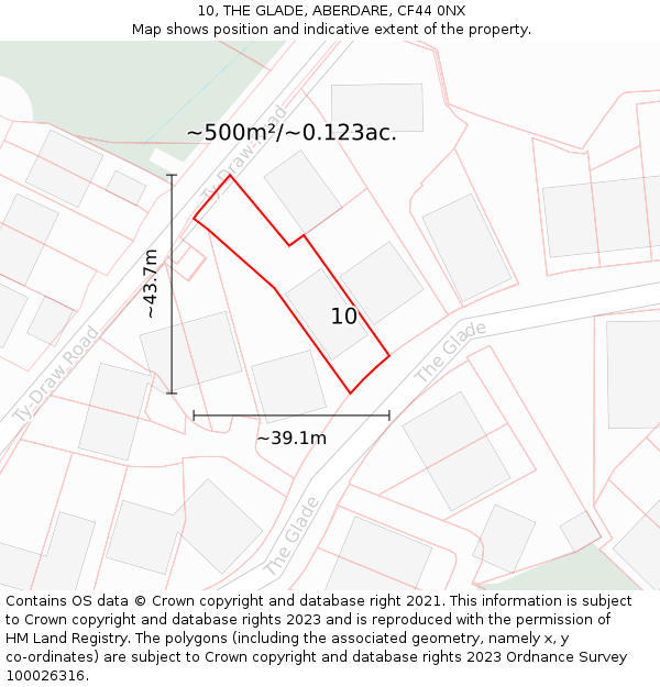 10, THE GLADE, ABERDARE, CF44 0NX: Plot and title map