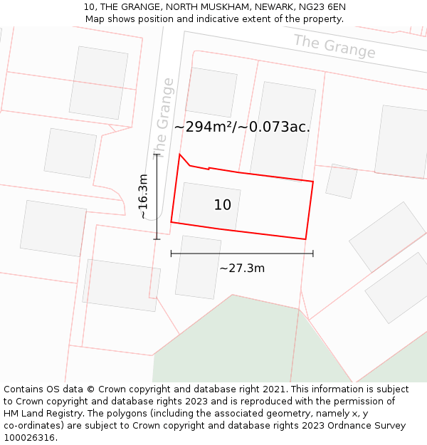 10, THE GRANGE, NORTH MUSKHAM, NEWARK, NG23 6EN: Plot and title map