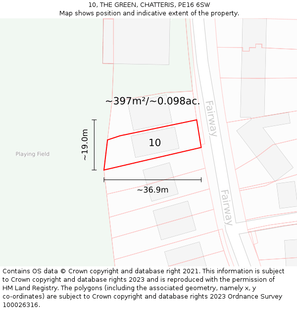 10, THE GREEN, CHATTERIS, PE16 6SW: Plot and title map